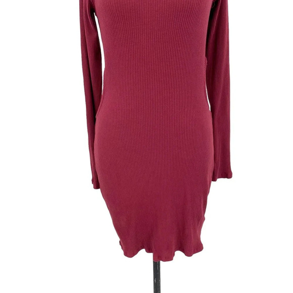 Free People Beach Guess Who's Back Rib Knit Cutout‎ Dress Wild Garnet Size Large - Picture 5 of 11
